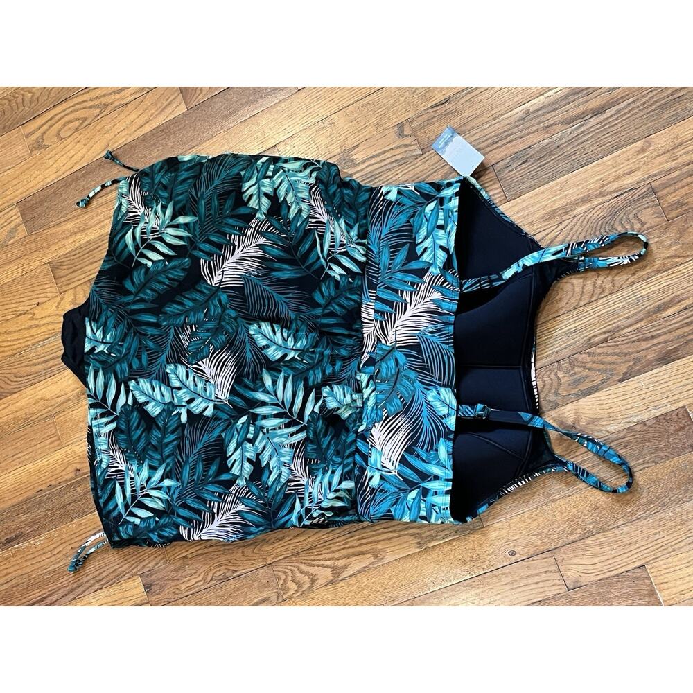 Cacique Blue Leaf Print One Piece Swimsuit - Picture 9 of 14
